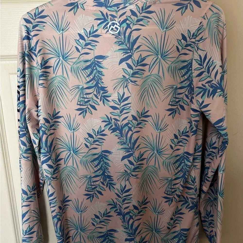 Magellan Outdoors Blue and Green Leaf Shirt